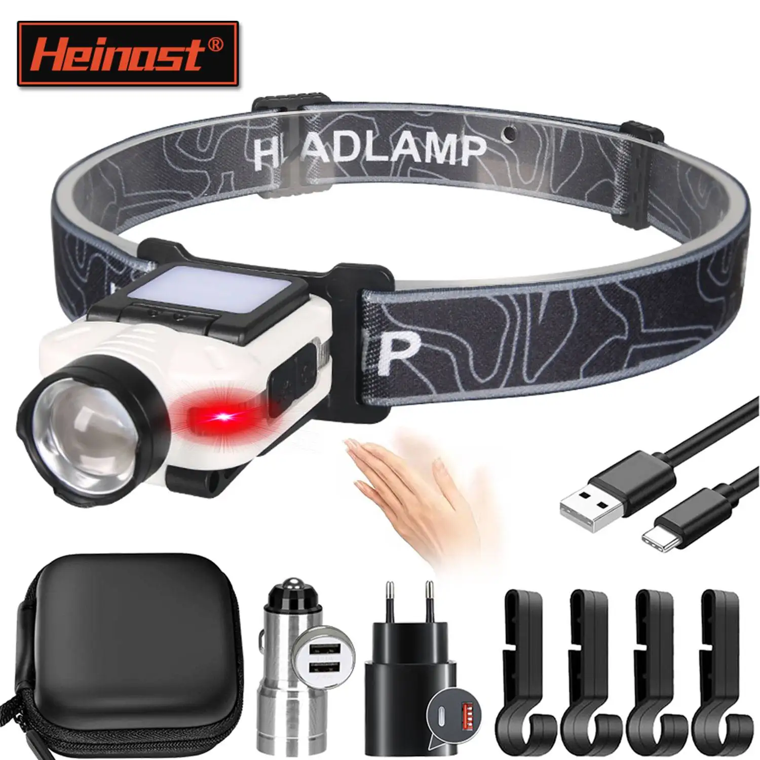 Induction Led Headlamp 6LED+COB USB Rechargeable Headlight 6 Modes Portable Head Light Led Flashlight For Camping Hiking Working