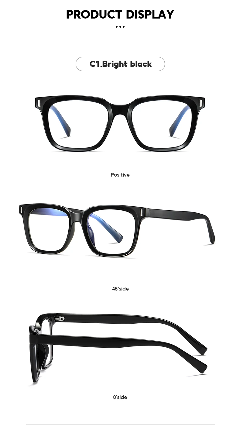 VCKA TR90 Platz Männer Vintage Myopie Gläser Verdickung Rahmen Frauen Anti-Blau Licht Rezept Optik Brillen -0,50 bis -10 – Detail 14