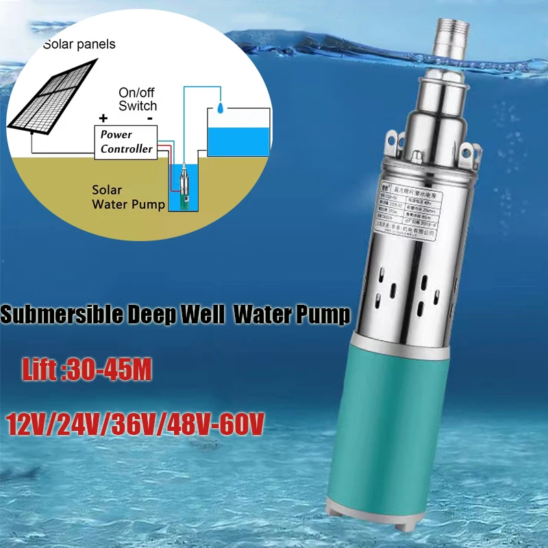 

12V/24V High Lift 25m Solar Water Pump High Pressure Deep Well Pump Submersible DC Pump Garden Home Agricultural Irrigation