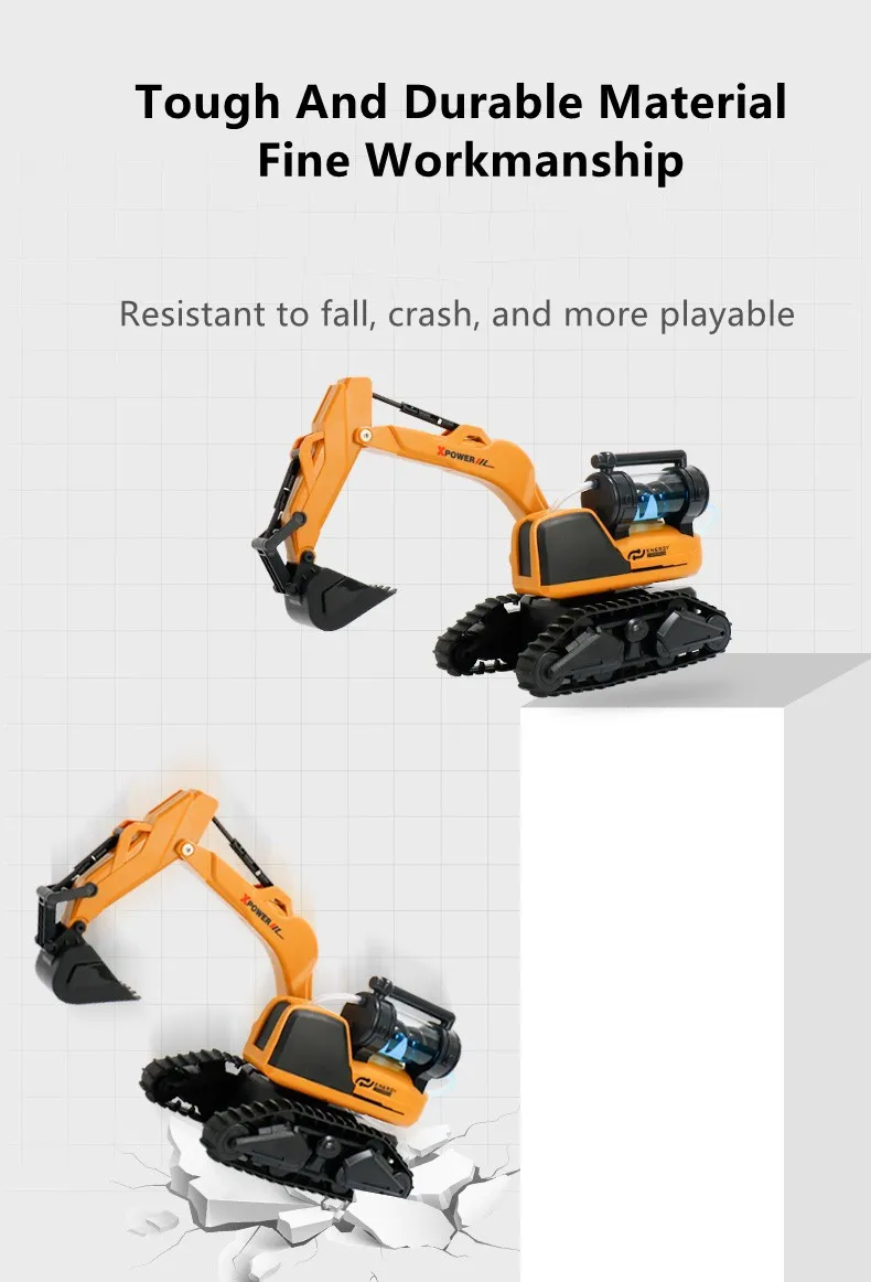 Simulaiton Hydraulic Excavator Truck Car Remote Control Engineering Truck 360° Rotation RC Construction Vehicle Truck RC Toy