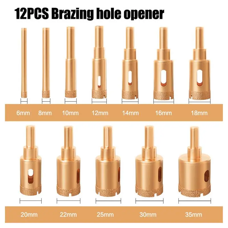 Core Drill Bit 12pcs Woodworking Drill Bits Woodworking Drill Bits Set Holes Drilling Bit Set High Strength For Wet And Dry Use