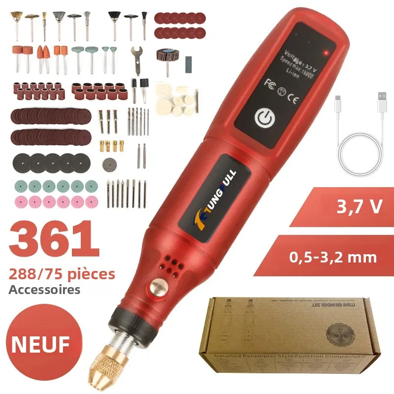 Stylo de gravure sans fil rechargeable par USB, outil rotatif électrique sans fil pour bijoux et verre - Graveur portatif