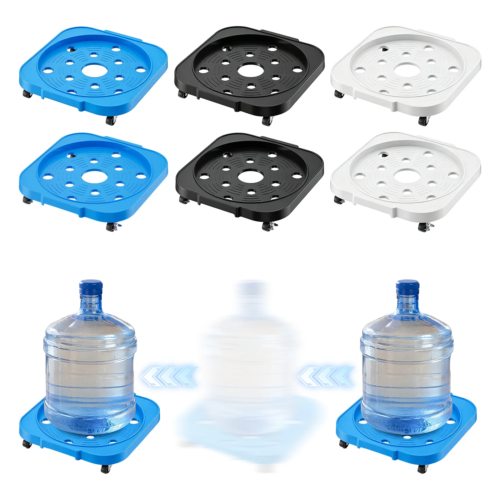 12.8inch Movable Base Tray Rolling Bucket & Flower Pot Stand Heavy Duty 5 Gallon Water Jug Holder Caddy for Planters Flower Pots