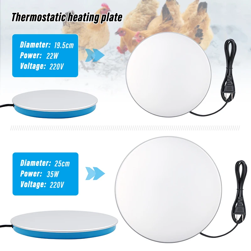 19/25cm Pigeon Drinker Heating Plate Winter Chicken Quail Poultry Drinking Water Constant Temperature Base Insulation