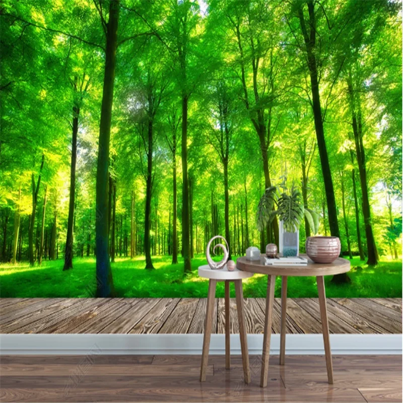 

Green Forest Home Decor Bedroom Wallpapers Natural Scenery TV Background Mural Wallpaper 3D For Living Room papel de parede 3d