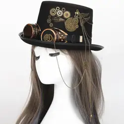 Kapelusz Steampunk z goglami na imprezę Cosplay do przebrania akcesoriów