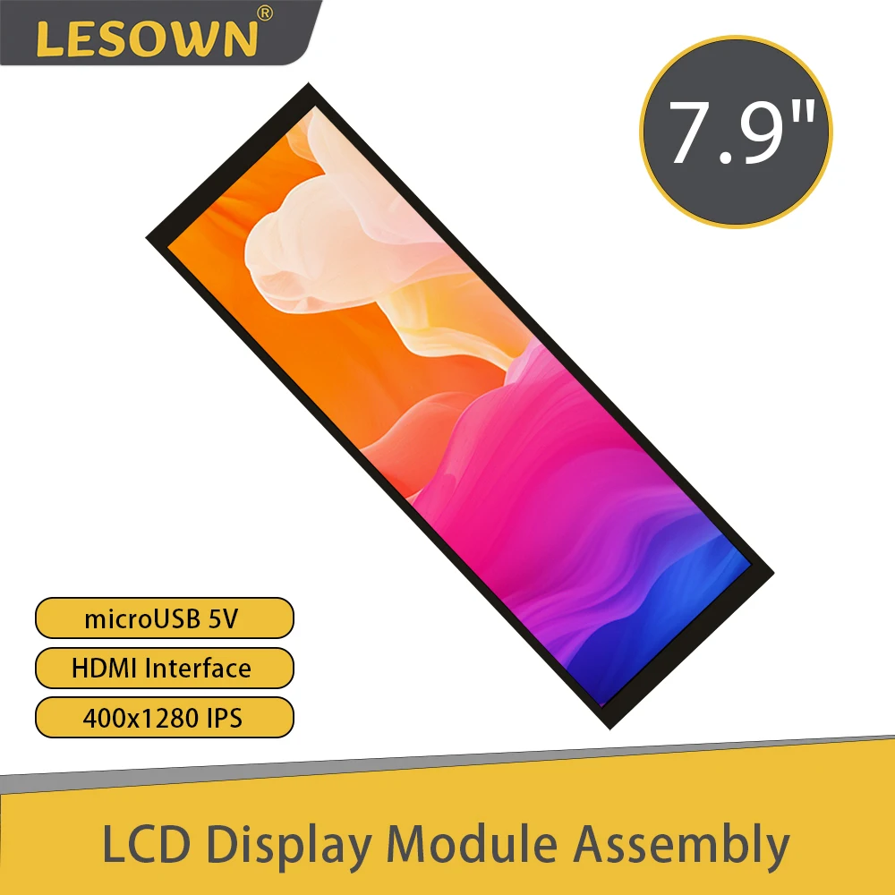 LESOWN 7,9-calowy ekran IPS HDMI LCD Moduł 1280x400 PC CPU GPU 7.84 Długi pasek Sub Szeroki wyświetlacz z płytką napędową do laptopa