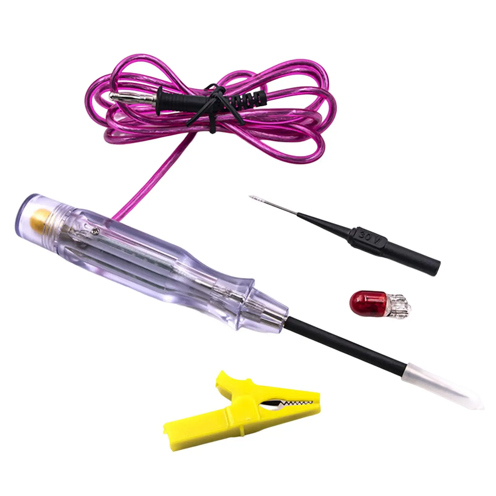 Car Tester Diagnostic Finish LED Test Pen with Sharp Stainless Probe for Automotive Electrical Wiring Trailers Motorcycles