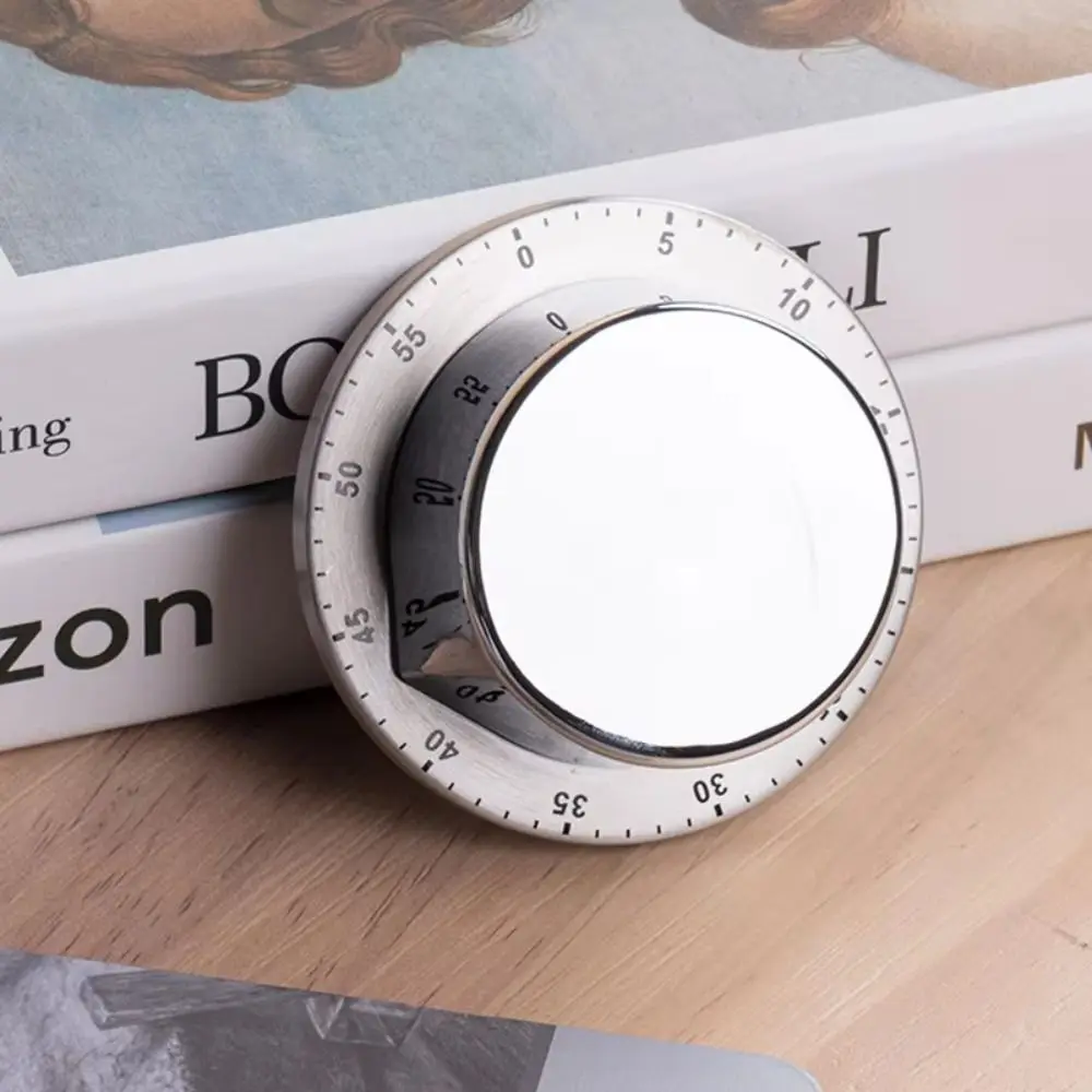 Study Kitchen Timer Stainless Steel Strong Magnetic Base Alarm Clock Time Management Mechanical Countdown Timer Learning
