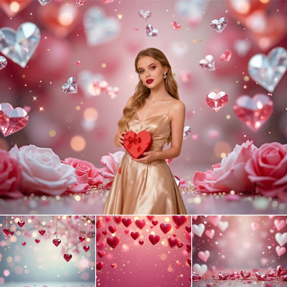 

MOON.QG Photographic Background Heart Rose Bokeh Dreamy Valentine's Day Backdrop Photography Accessories Photozone Poster Women