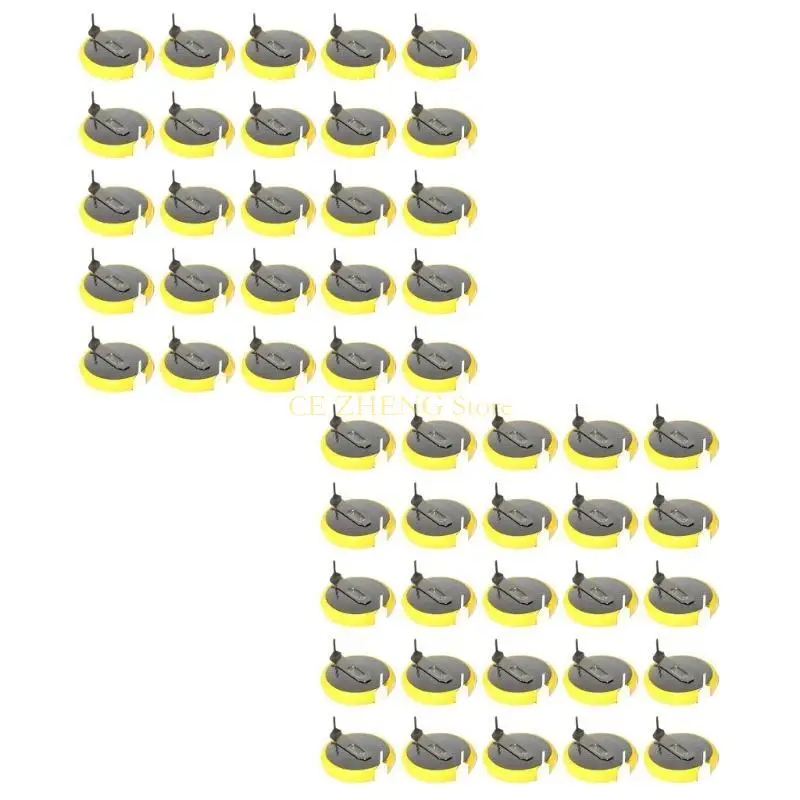 E56B 25/50pcs 세트 탭 CR2032 솔더 탭이있는 배터리 3V 리튬 배터리 CR2032 코인 셀 리튬 배터리 시계 장난감.