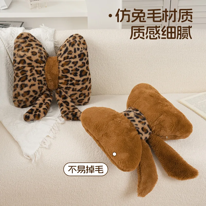 

Creative leopard print bow sofa pillow ins style office soft comfortable seat waist soft decoration