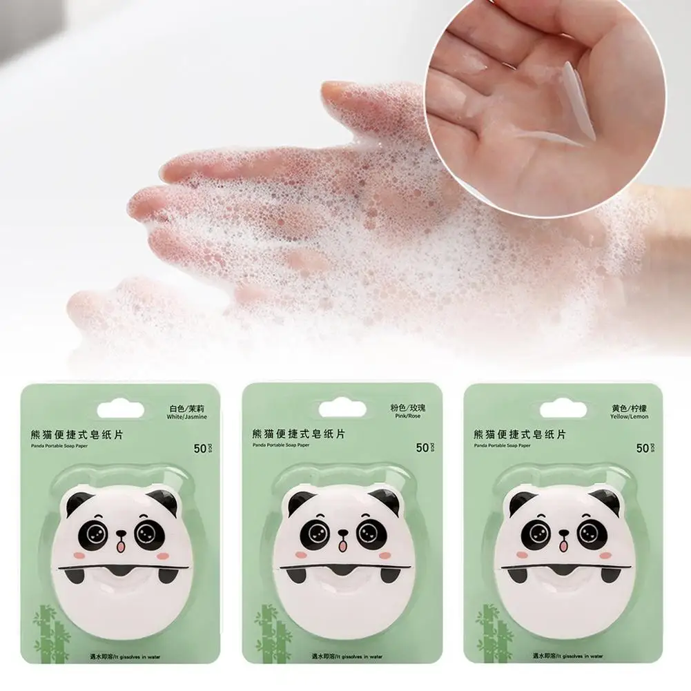 50 شريحة صابون ورقي صغير محمول على شكل فراولة يمكن التخلص منه لغسل صابون اليد أوراق العناية المعطرة مستلزمات التنظيف صابون يدوي X0B9 #1