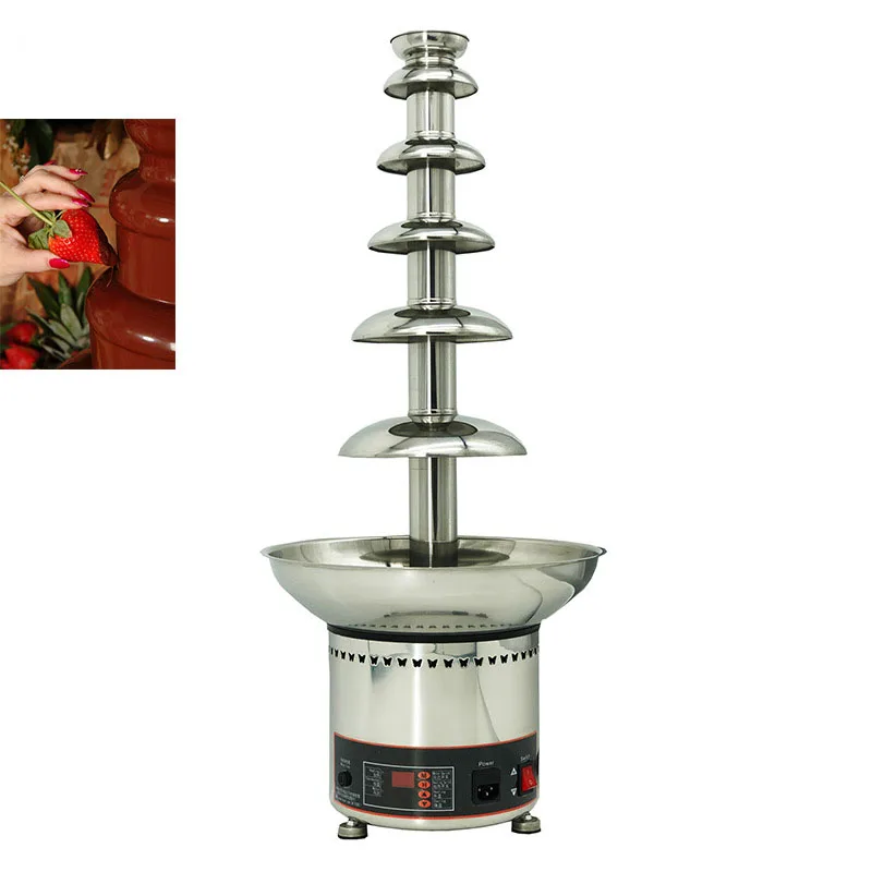 4 5 6 7 Tier Big Chocolate Melting With Heating Fondue Cheese Fondue Chocolate Machine Digital Chocolate Fountain Machine