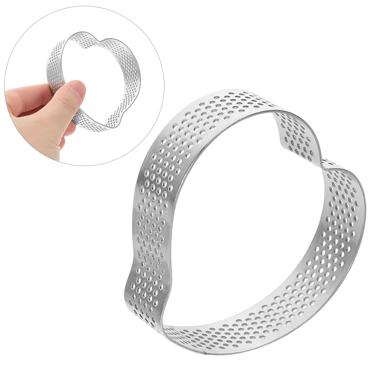 

2pcs Heart Shaped Perforated Tart Rings Stainless Steel Mousse Cake Molds For Baking Cheesecake Fruit Tart Valentine'S Day