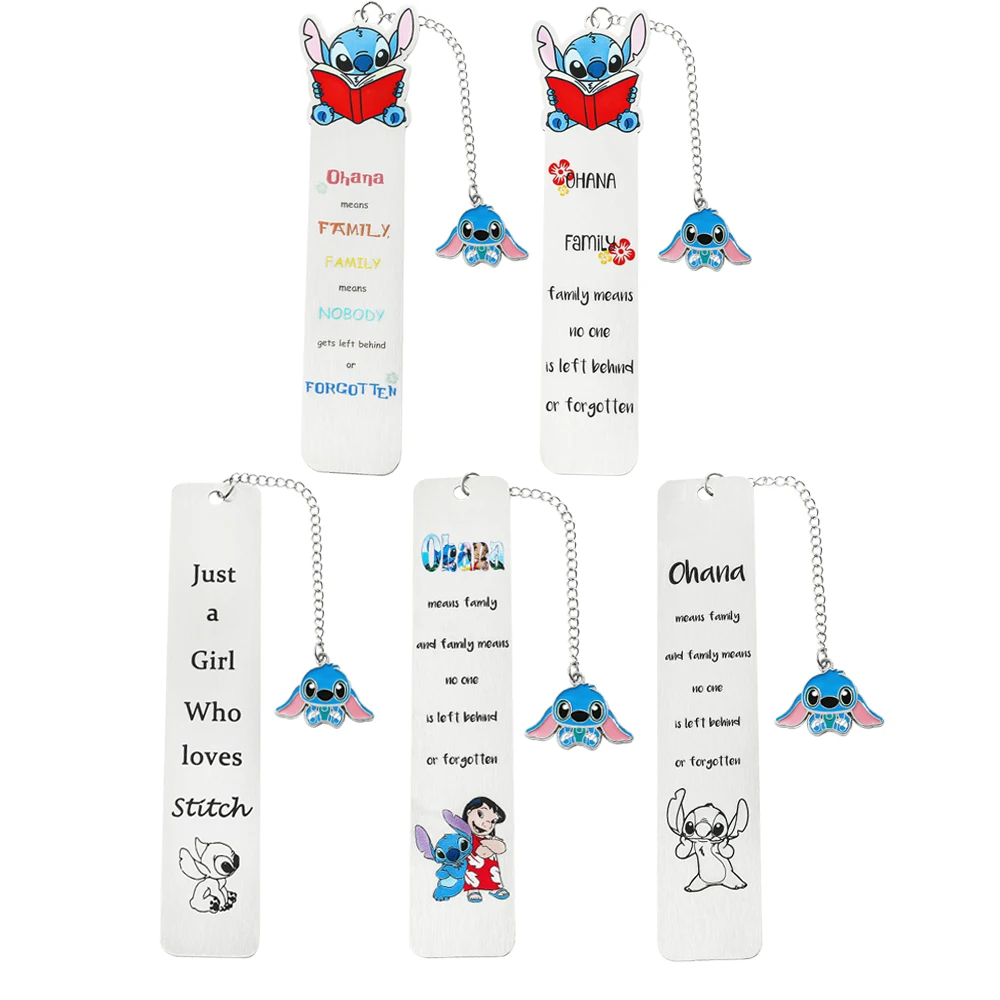 Ohana Means Family Stitch Bookmark Cartoon Kawaii Page Mark School Supplies Stainless Steel Stationery Gifts for Stitch Lovers