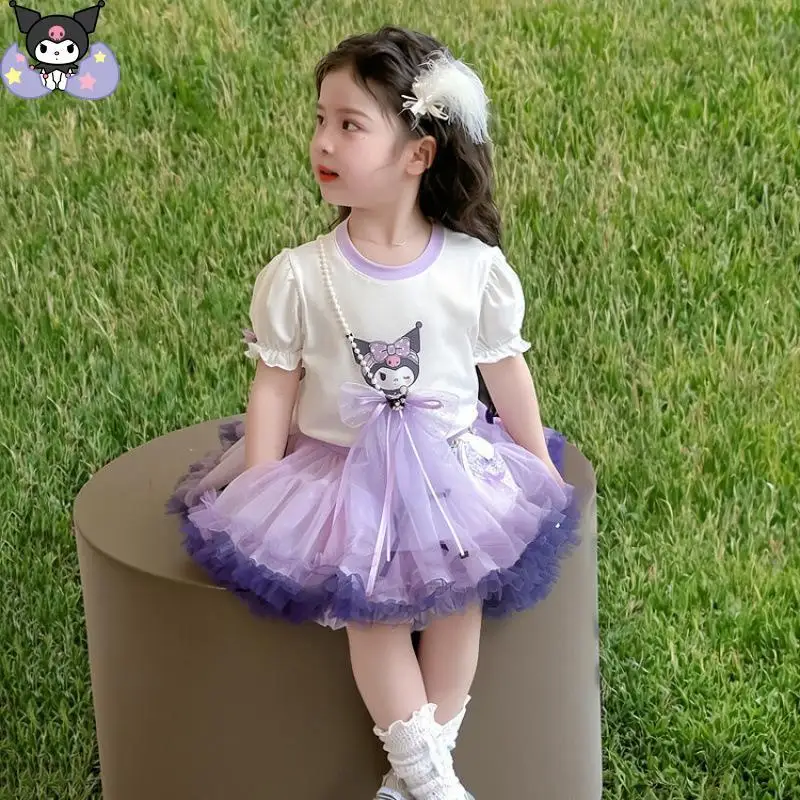 

Детское платье Куроми для девочек, летнее, новое, с коротким рукавом, в стиле аниме, комплект из 2 предметов, модная юбка-принцесса в стиле каваи, подарок