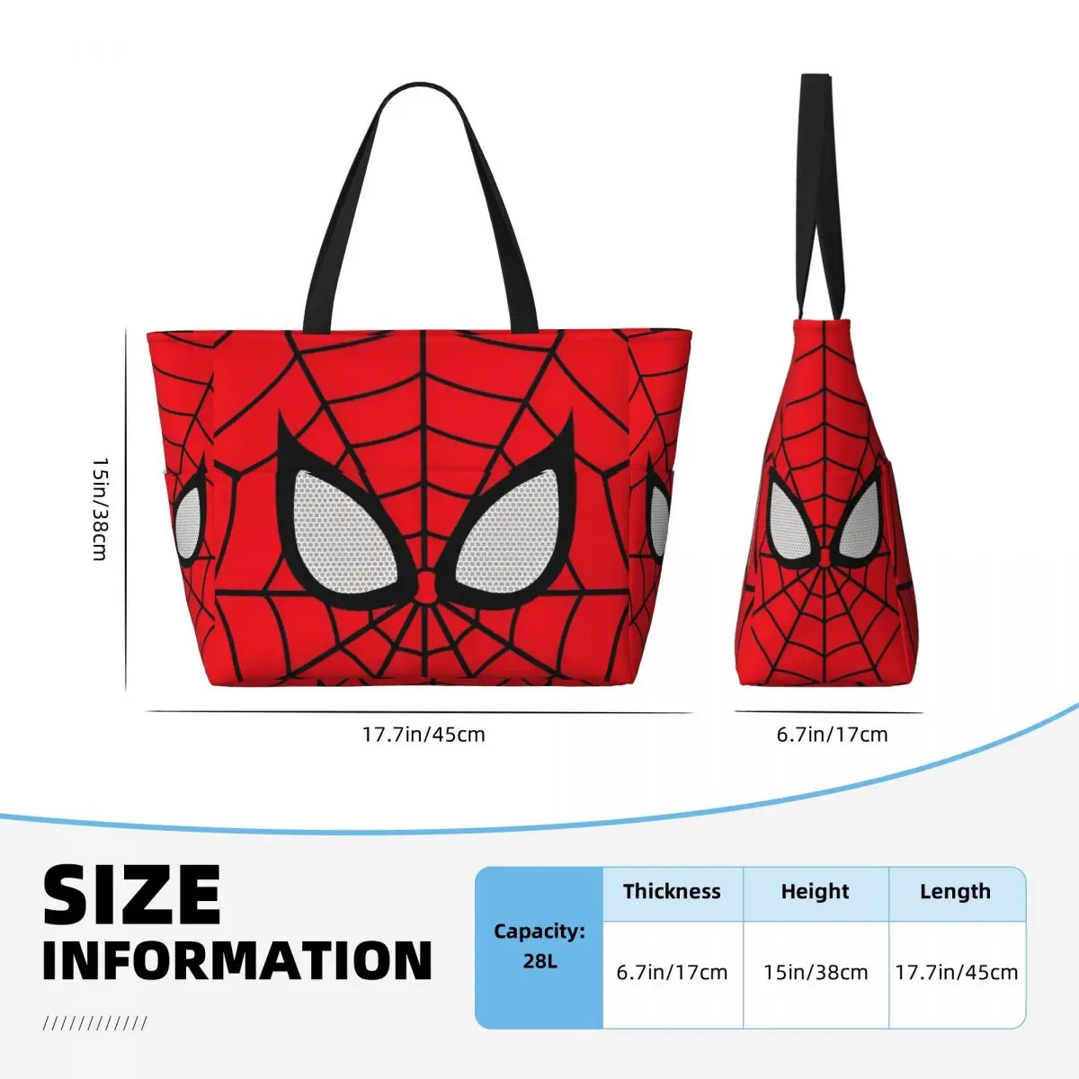 Grand sac fourre-tout de plage Spider Man pour femme, sacs fourre-tout étanches pour voyage