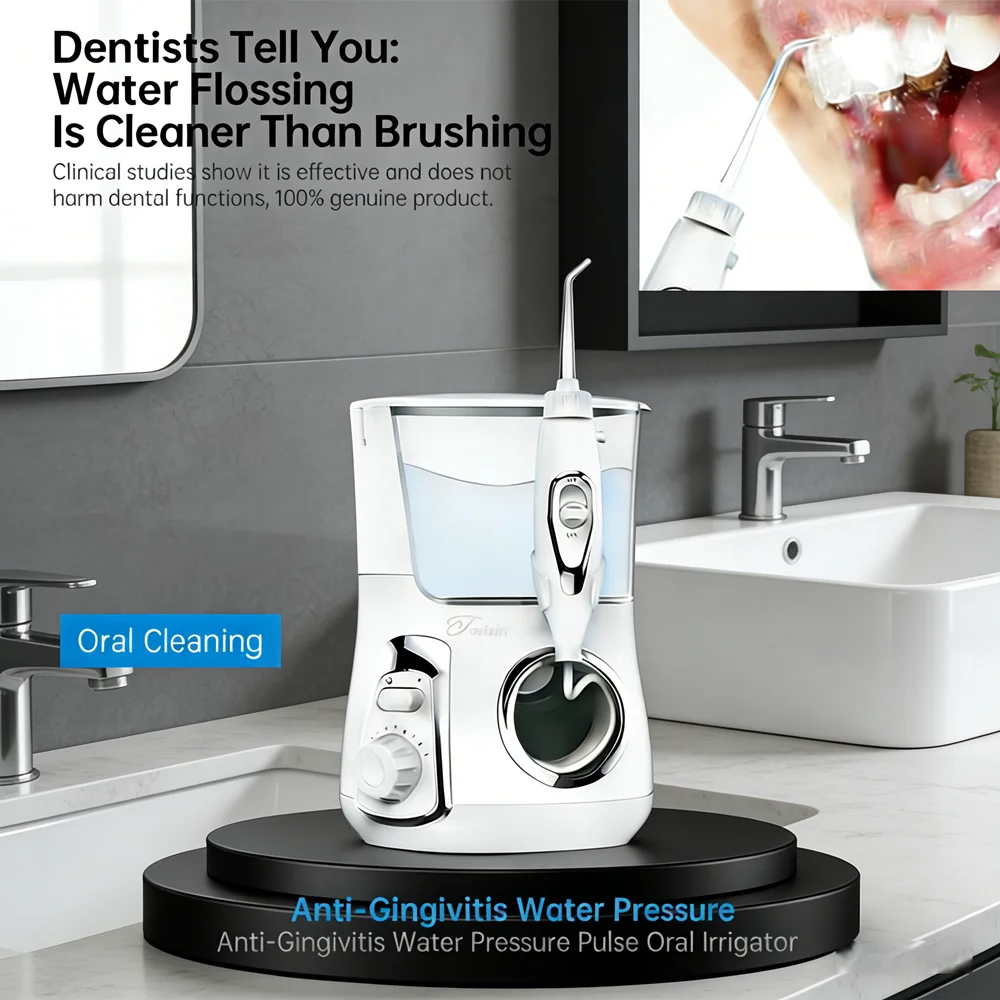 

Электрический ирригатор для полости рта 800 мл, 10 режимов, 5 сменных насадок, настольная система для гигиены зубов