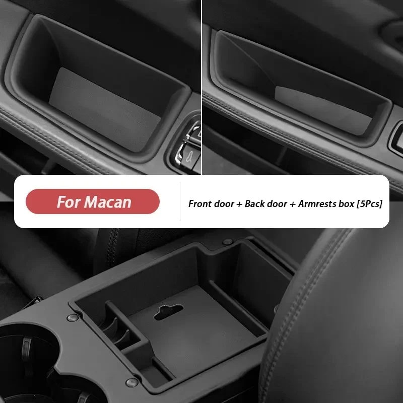For Porsche Macan 95B 2014-2024 Car Organizer Door Handle Storage Box Front Rear Door Armrest Protector Key Phone Holder