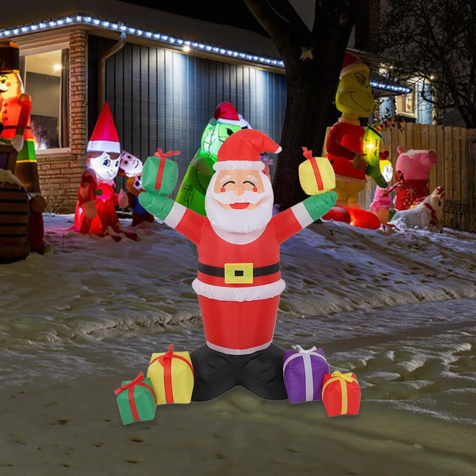 LED Lighted Inflatable Santa Outdoor Giant Holiday Ornament Christmas Decoration for Backyard or Lawn Display