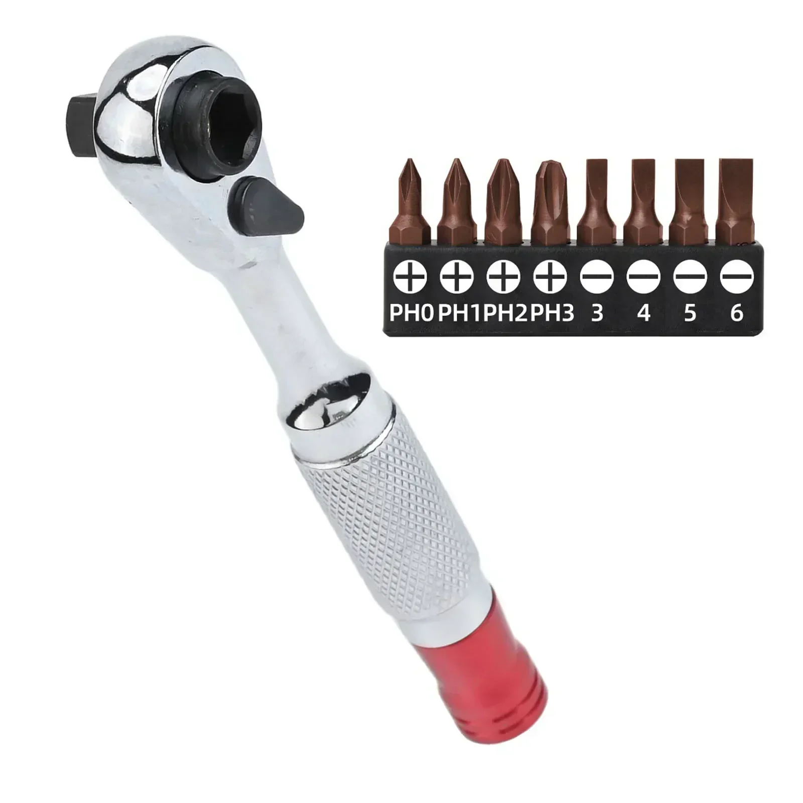 

1pc 1/4inch Driver Torque Ratchet Wrench With 8pcs Bit Hex Cross H1.5-H6 PH SL T8-T40 Screwdriver Bit Holder Hand Tools Set