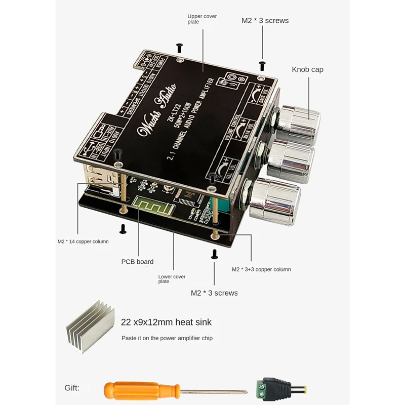 ZK-LT23 Subwoofer Adjustment With DC Cable 2.1 Channel 50Wx2+100W Subwoofer TWS True Wireless Audio Module