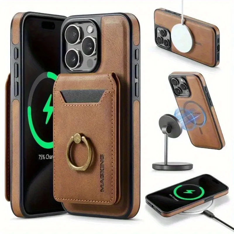 

Credit Card Sandwich Leather Wallet Phone Case For iPhone 16 15 14 13 12 PRO MAX 14 15 16 PLUS 16 PRO