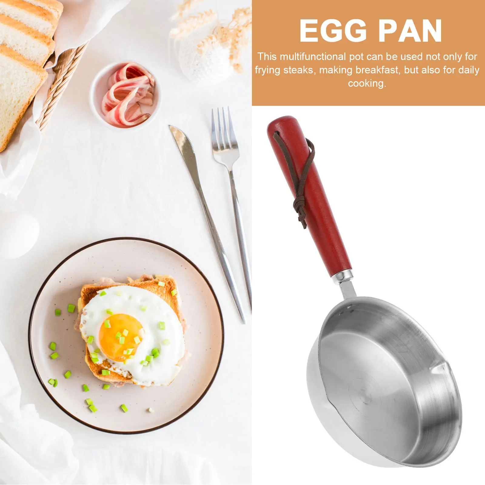 

Egg Pans Nonstick Fryer Frying Breakfast Skillet Cooker Stainless Steel Small Cookware