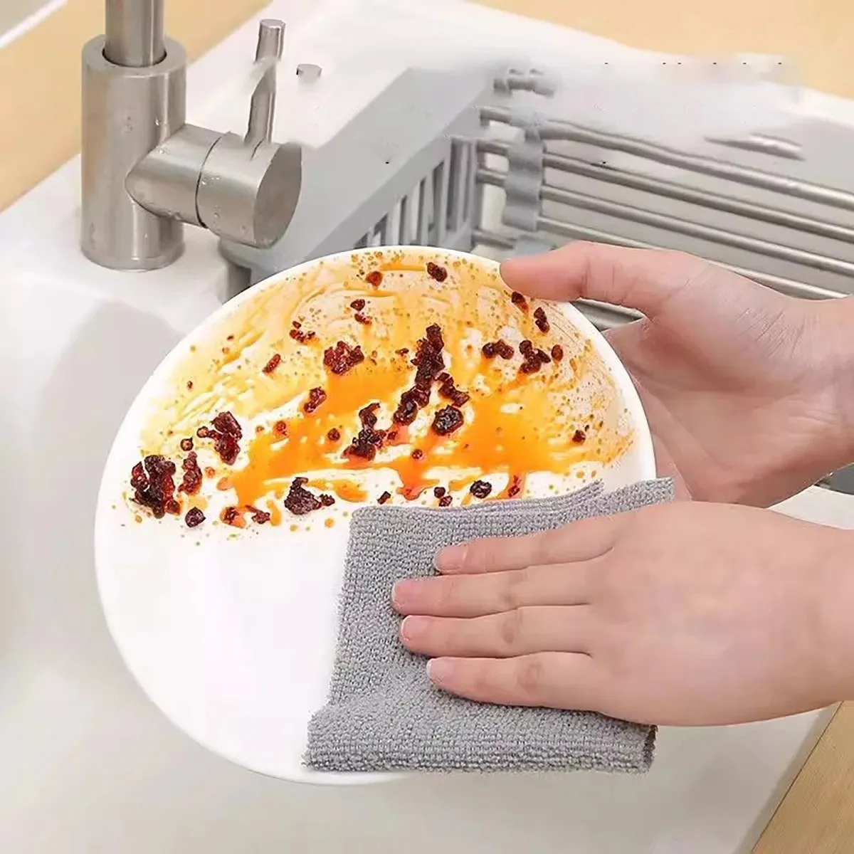 Pull-out Disposable Rags for Kitchen Household Absorbent Microfiber Scouring Pad