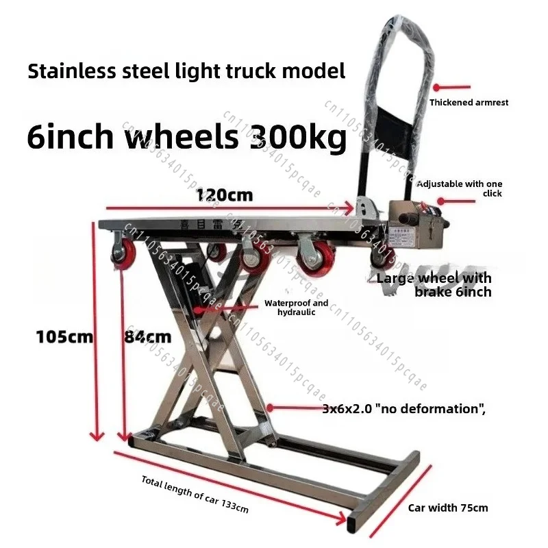 Stainless Steel Carts Mobile with Scissors on Flatbed for Vehicle Use Electric Lift Scissors Rake Fully Automatic