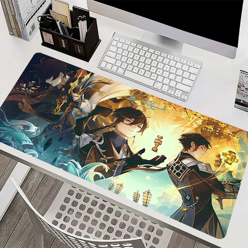 

Zhongli Genshin Impact Desk Mat PC HD Anime Gaming Accessories Mouse Pad 900x400 Gamer Cabinet Carpet XXL Mousepad Keyboard Mat