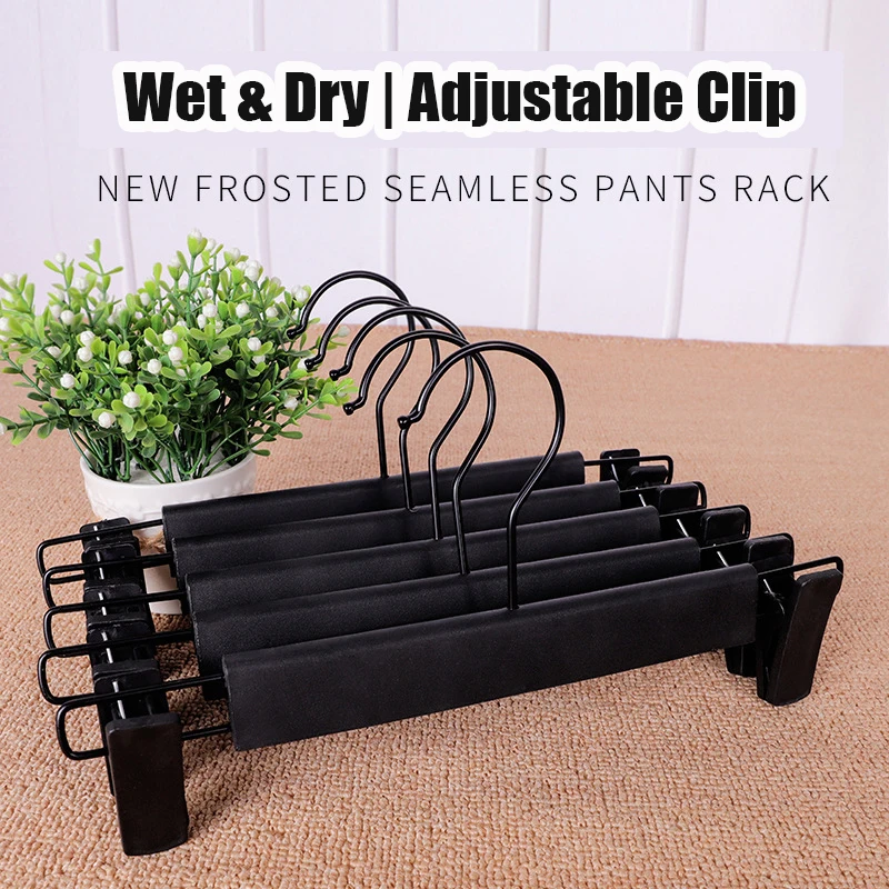 5PCS Frosted Pants Racks,Home Seamless Trouser Hangers with Adjustable Clips,Non Slip Hanging Clothes Clip for Skirts Underwear