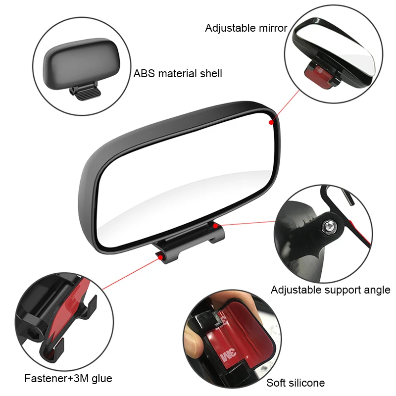 Universal Angle Adjustable Car Mirrors Wide Convex Blind Spot Mirror Auto Rearview Reverse Side Mirror Parking Accessories