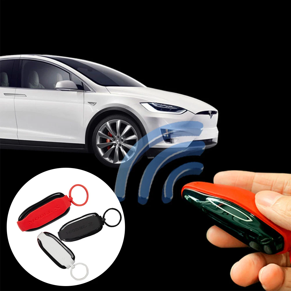 Car Accessories Silicone Dustproof Key Fob Cover With Ring For Tesla Model 3 S X