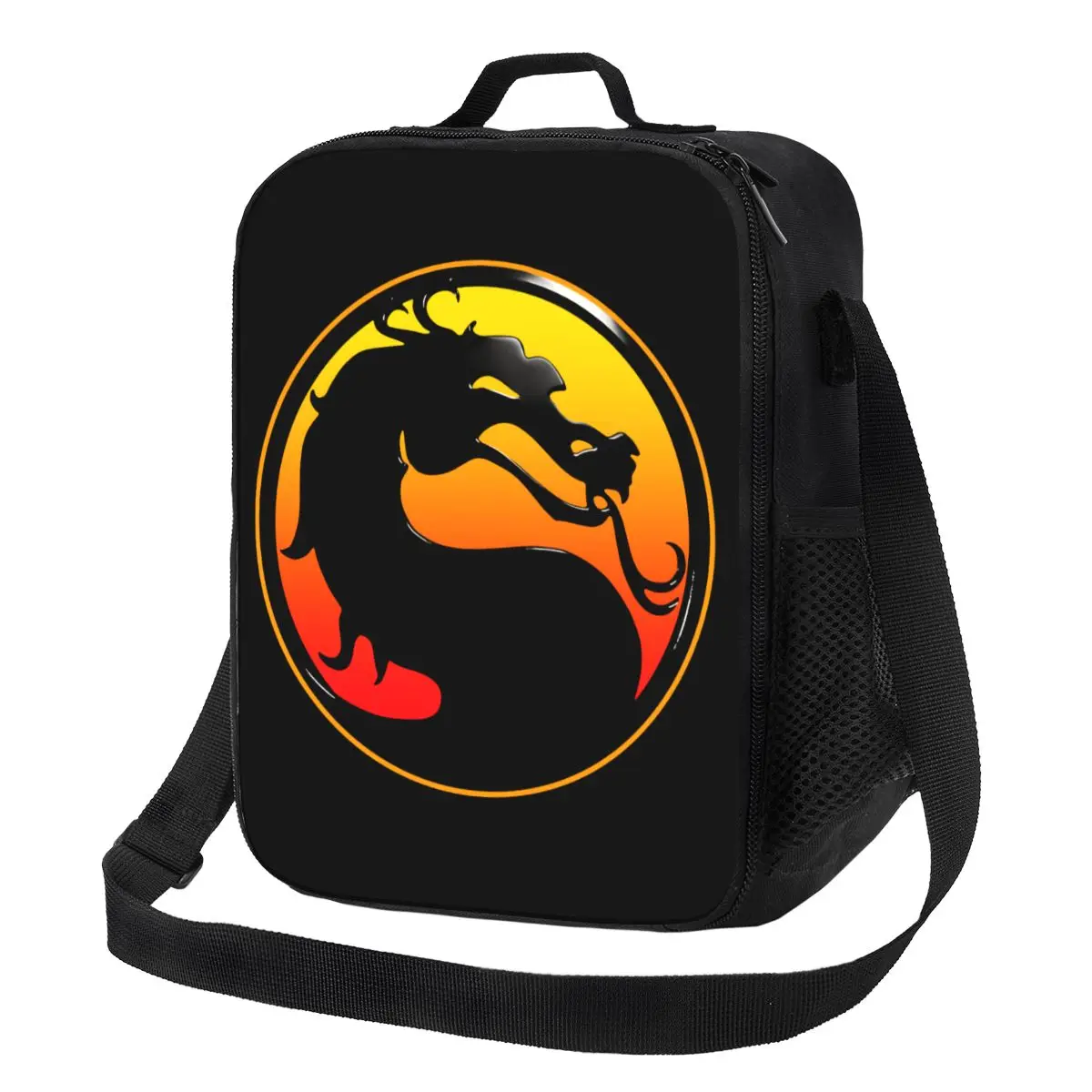 Mortal Kombat Dragon Logo Portable Lunch Boxes Waterproof Sub Zero Scorpion Game Cooler Thermal Food Insulated Lunch Bag Kids