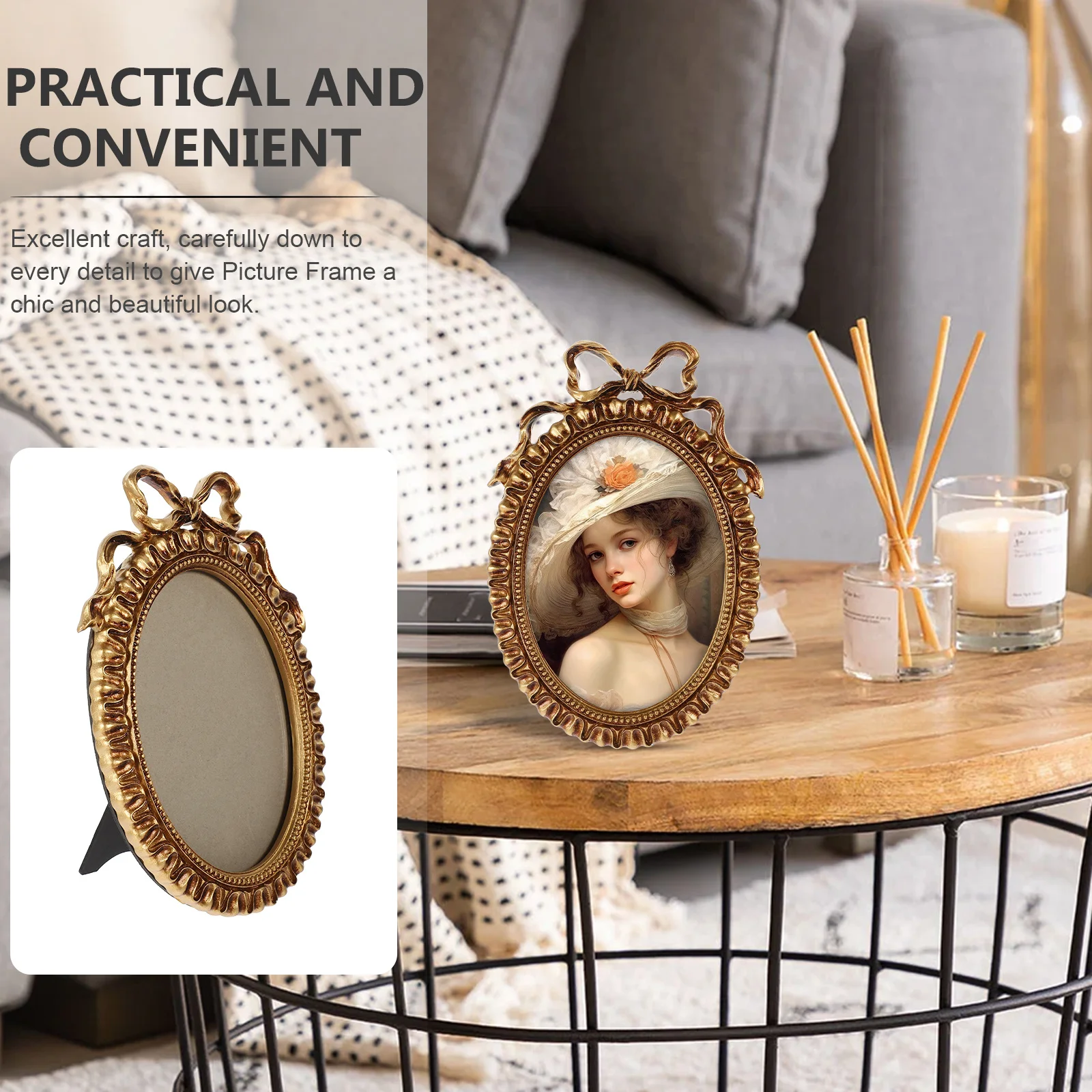 Wykwintna Ramka na Zdjęcia z Żywicy Stabilna Ochrona Pamiątek Vintage Ramka na Zdjęcia na Biurko Ramki na Zdjęcia Ozdoba Stojak na Zdjęcia