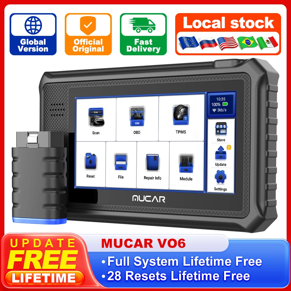 MUCAR VO6 OBD2 Scanner Auto Full System 28 Maintenance Reset WIFI Update Action Test Profession Car Diagnostics Tool