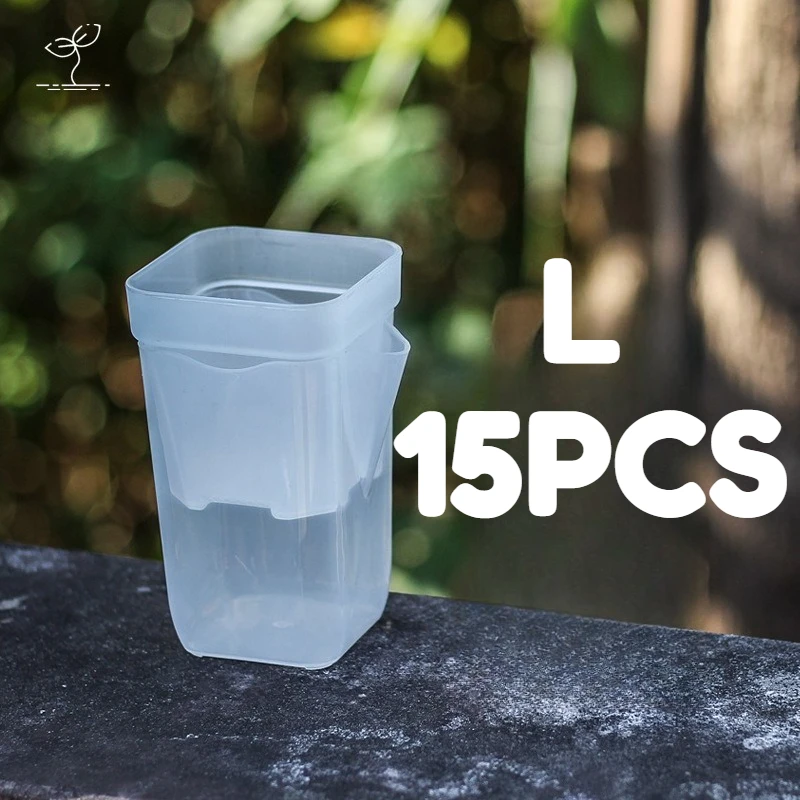 15 stuks zelfwaterende plantenpotten, mini zaailingenpotten, bloempotten, doorschijnende plastic plantenbakken, plantenvermeerderingspot met reservoir