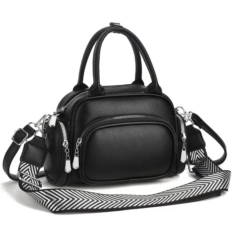 

New Boston Pillow-style Handbag for Women, Large Capacity Multi-pocket Soft Leather Shoulder Bag with Double Shoulder Straps