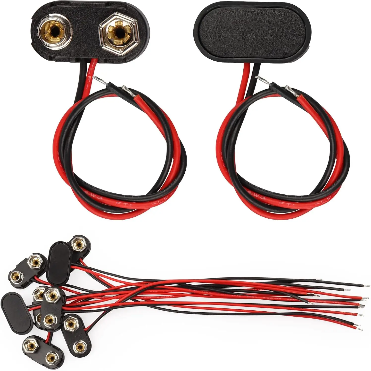 9V Battery Connector,10 PCS T-Type 9 Volt Buckle Connector Hard Plastic Shell Used in Student Experiment,or Other Equipment
