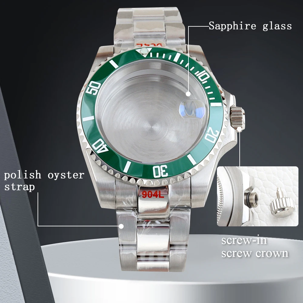 

40mm NH35 Watch Case 20mm Solid 316L Stainless Steel Jubilee/Oyster Strap for SUB NH34 NH35 NH36 NH38 Movement 13.5mm Dial