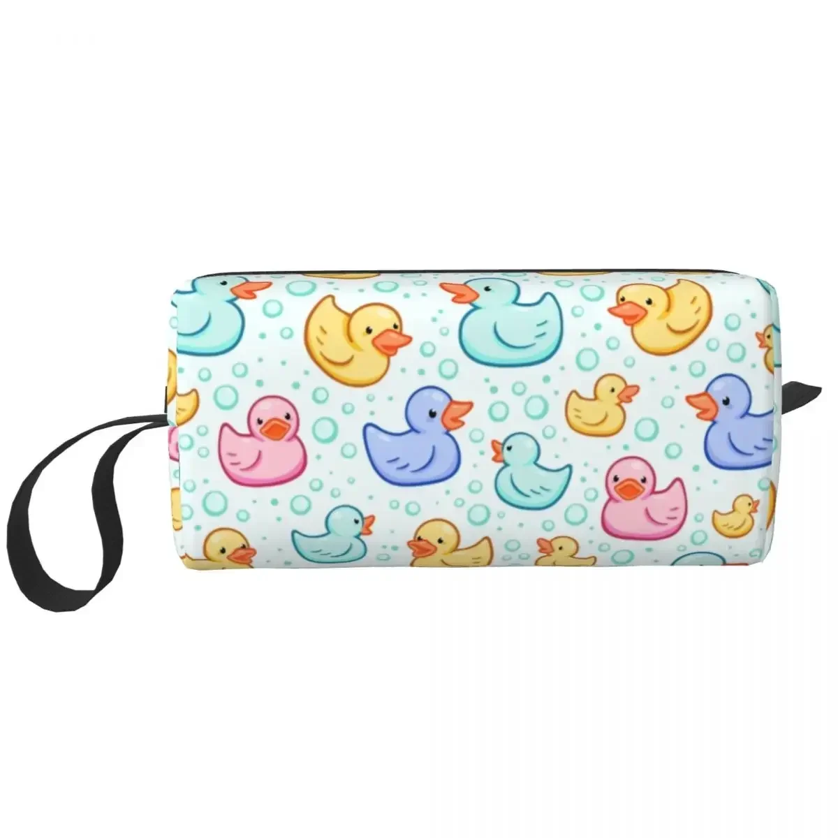 Custom Rubber Duckie Toiletry Bag for Women Cartoon Animal Pets Makeup Cosmetic Organizer Ladies Beauty Storage Dopp Kit Box