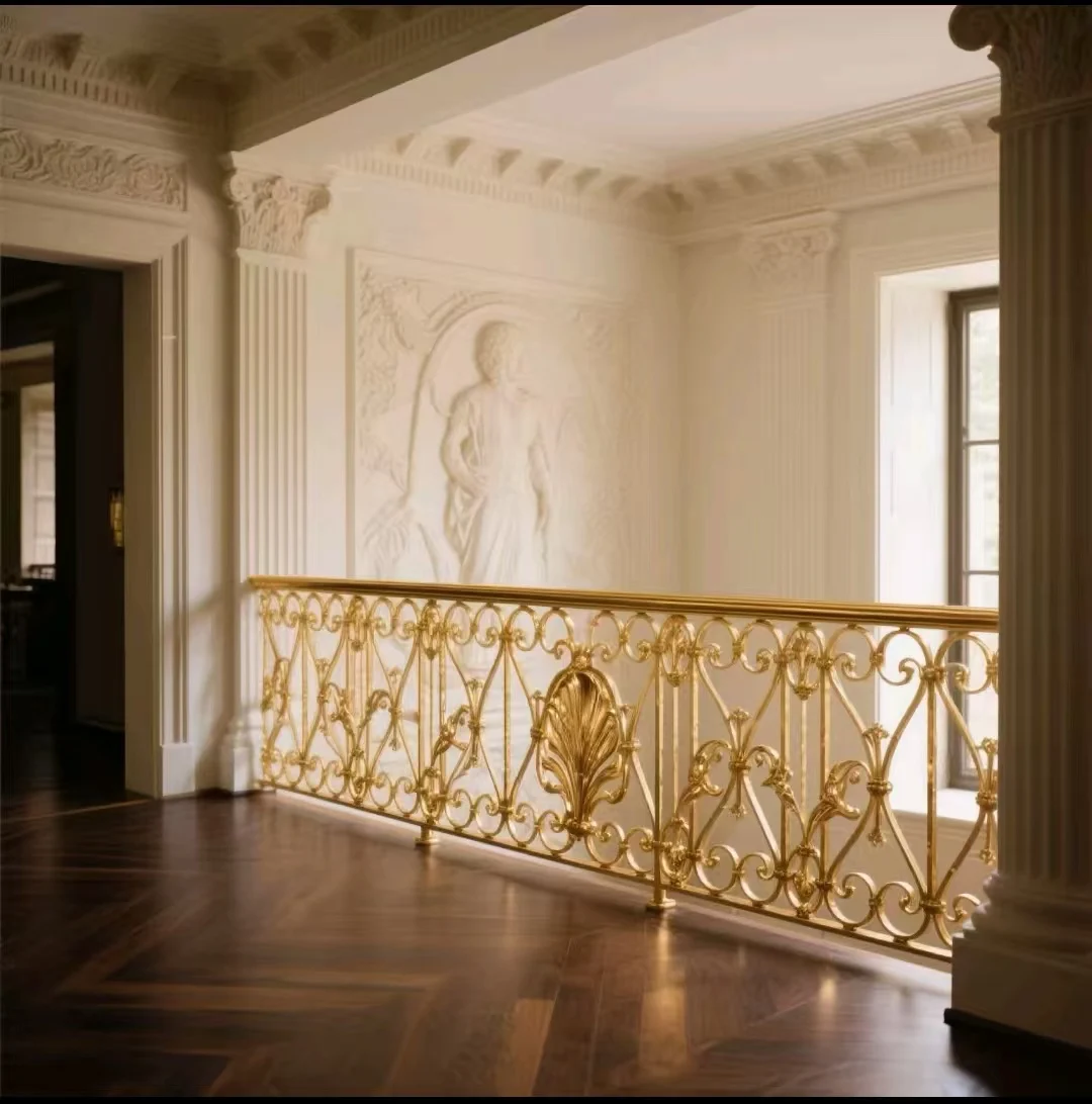 درابزين سلالم حديث من الحديد المطاوع سهل التركيب درابزين سلالم ذهبي اللون #3