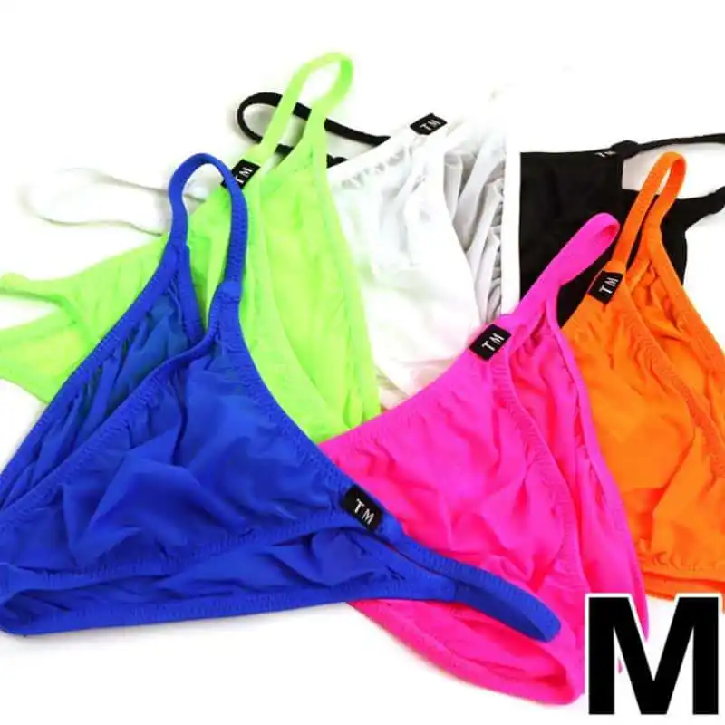

Elastic Ice Silk Men's Triangle Briefs, Low-rise Slim Strap Underwear with Breathable & Comfort Fit Underpants