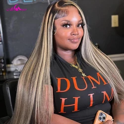 Highlight Blonde 200 Density 34 36 Inch Human Hair P1B/27 Lace Front Wigs Transparent Lace Brazilian Hair For Women Straight