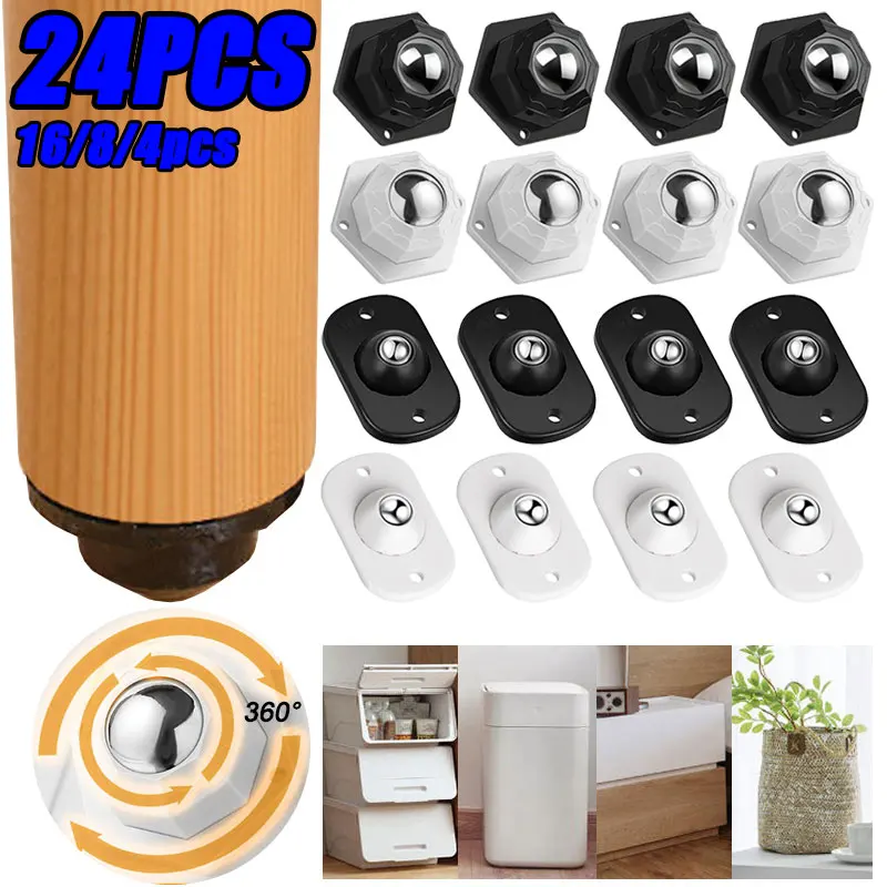 Universal Caster Wheels Self Adhesive Mini Pulley Rotating Wheel for Furniture Storage Box Trash Cabinet Appliance Slider Roller