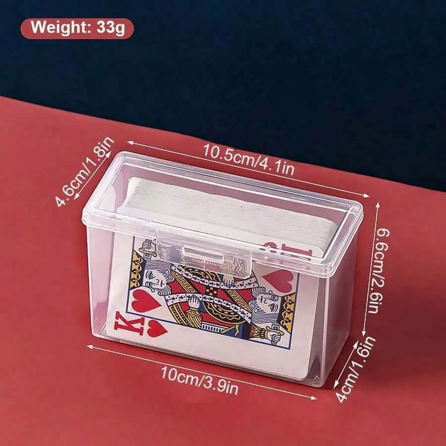 10/4/1pc Transparent Card Storage Box with Clear Lid & Labelled Compartments - Heavy-Duty Plastic Poker & Board Game Organizer