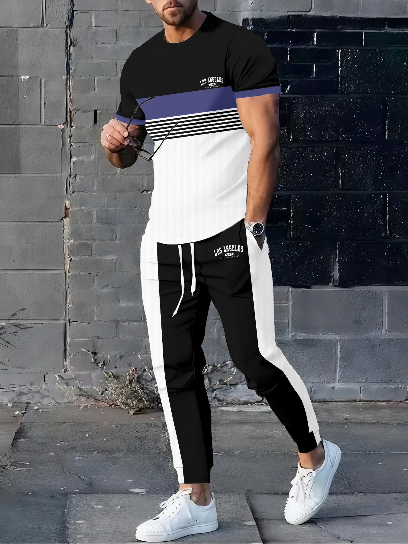 

2026 Summer Men's Suit with Letter Print Breathable Lightweight Casual Fashionable Outdoor Men's Clothing