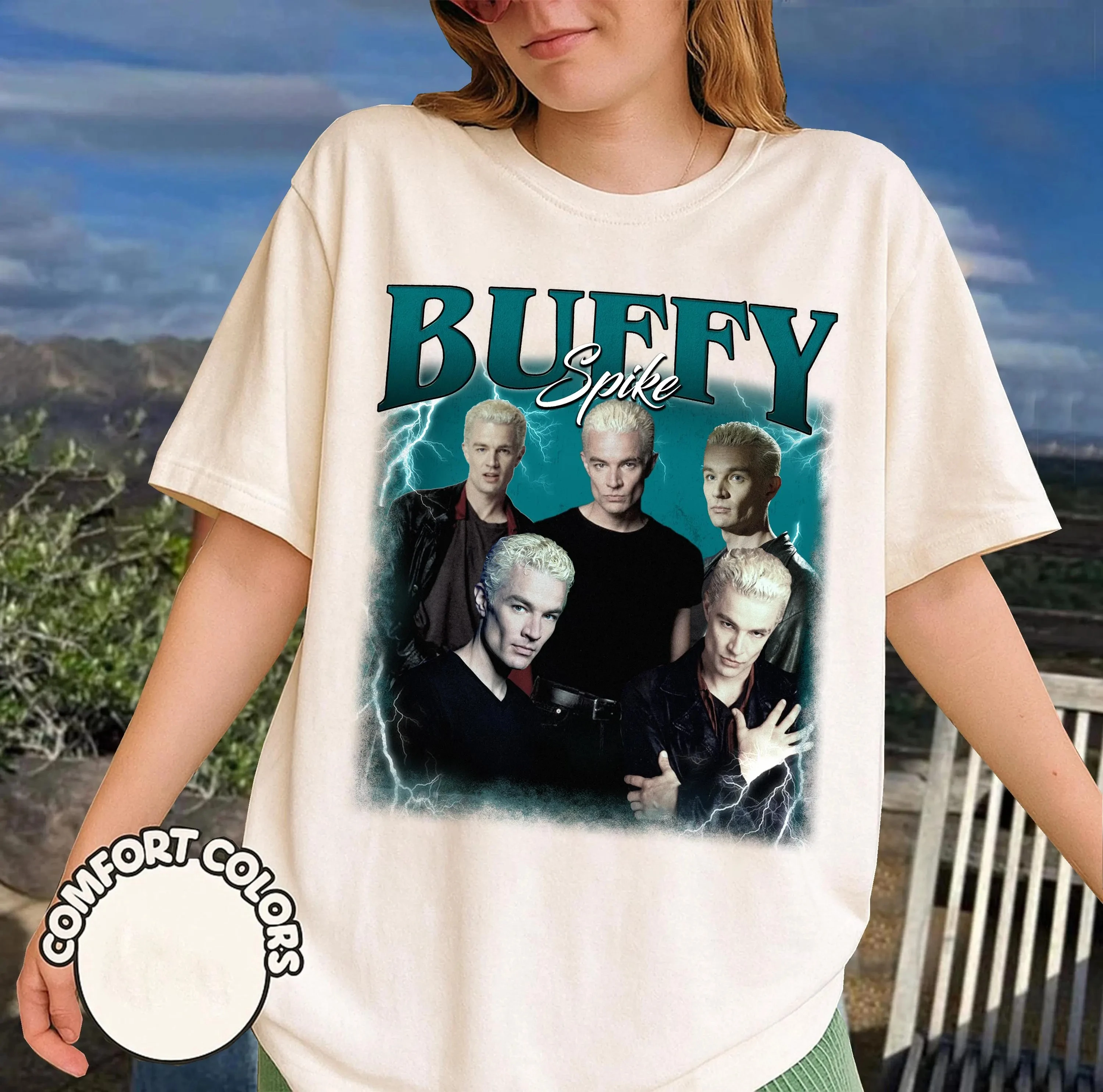 Vintage 90s Graphic Style Buffy Spike T-shirt Women Casual Cotton Oversized Short Sleeve Gifts for Man and Woman Unisex T-shirt